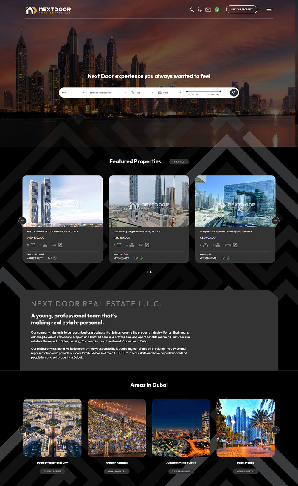 website design for real estate company in Dubai