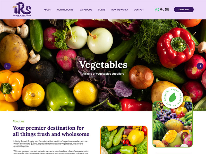 Website design for food and vegetables business