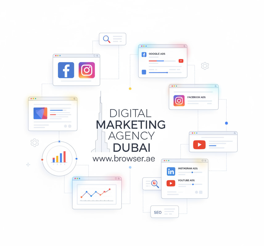 Digital marketing agency office in Dubai with modern workspace